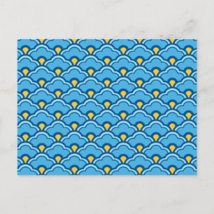 Deco Chinese Scallops, Turquoise and Aqua Postcard