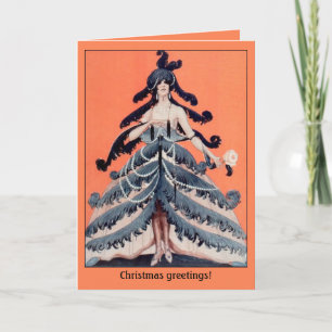Deco Christmas lady tree greeting card