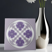 Deco Circle Abstract Purple and Grey Ceramic Tile