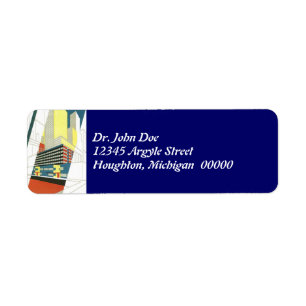 Deco Cityscape skyscrapers Return Address Labels