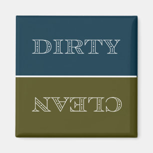 Deco Clean/Dirty Dishwasher Magnet (Blue/Gold)