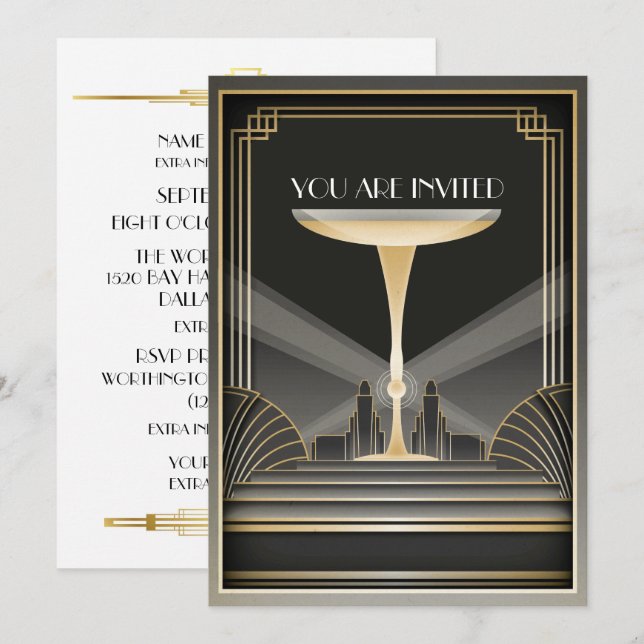 Deco Contemporary Gala Event Invitation (Front/Back)