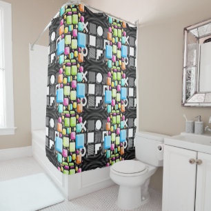Deco Cubist Geometric Futuristic Shower Curtain