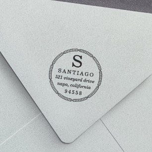 Deco Dot Monogram Return Address Stamp