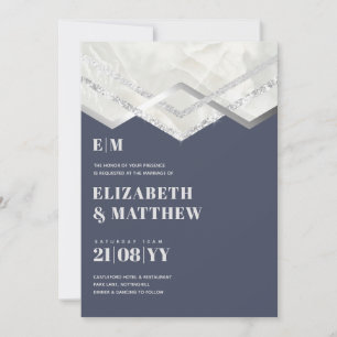 Deco Dusty Blue Silver Minimalist Wedding