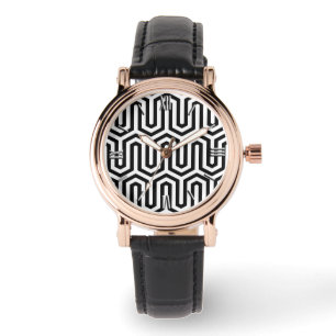 Deco Egyptian motif - black and white Watch