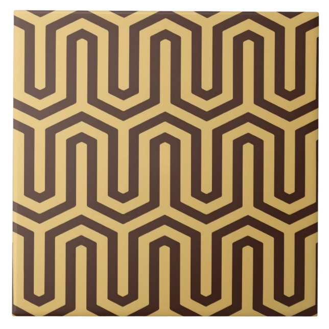 Deco Egyptian motif - caramel and chocolate Ceramic Tile (Front)