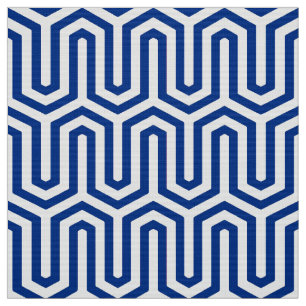 Deco Egyptian motif - cobalt blue and white Fabric