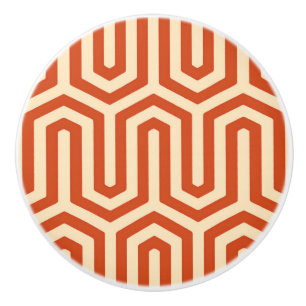 Deco Egyptian motif - coral orange Ceramic Knob