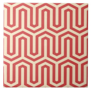 Deco Egyptian motif - coral orange Ceramic Tile