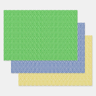 Deco Egyptian Motif, Jade Green, Navy, Gold Wrapping Paper Sheet