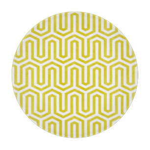 Deco Egyptian motif - mustard gold and white Cutting Board