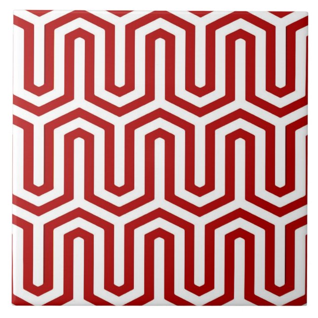 Deco Egyptian motif - red and white Tile (Front)