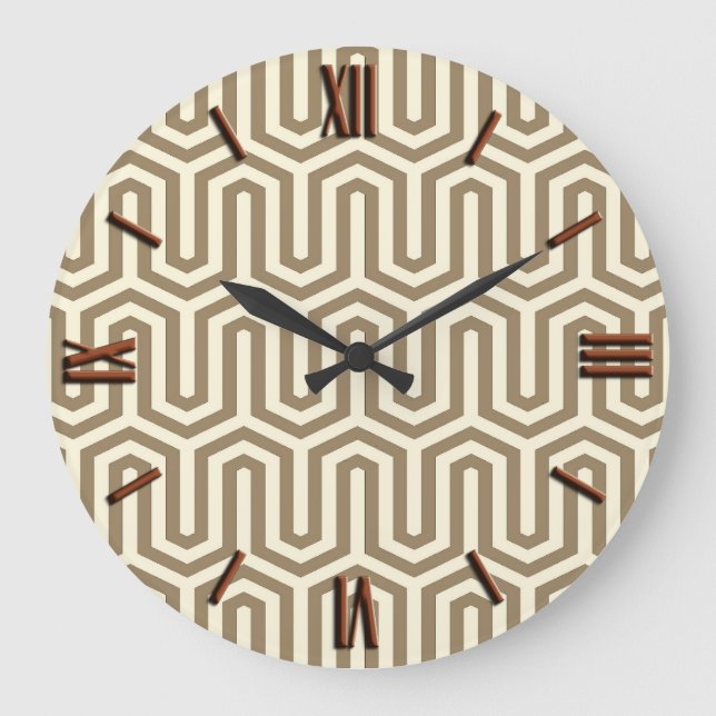 Deco Egyptian motif - taupe and white Clock (Front)
