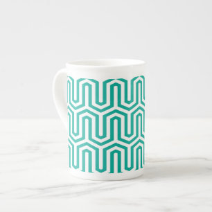 Deco Egyptian motif - turquoise and white Bone China Mug