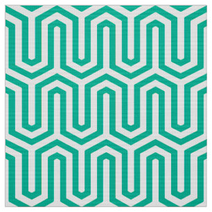 Deco Egyptian motif - turquoise and white Fabric