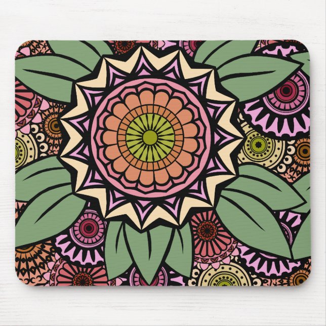 Deco Fandango in Orange and Green Mouse Pad (Front)