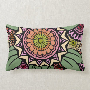 DECO FANDANGO in Peach, Pink and Green Lumbar Cushion