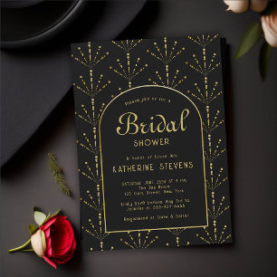 Deco Fans Fireworks Gold Boho Frame Bridal Shower Invitation