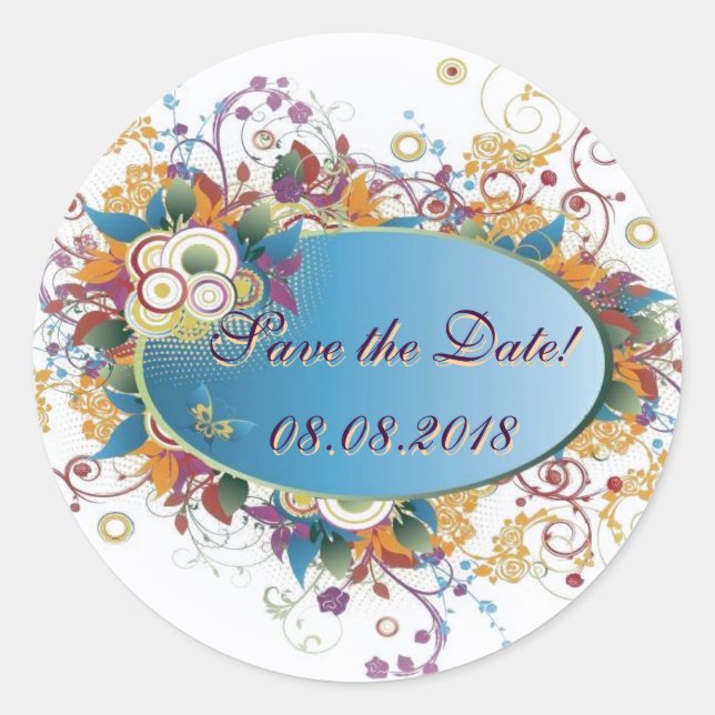 Deco floral ~ Save the date  Sticker (Front)