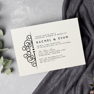 Deco Flourish Rehearsal Dinner Invitation