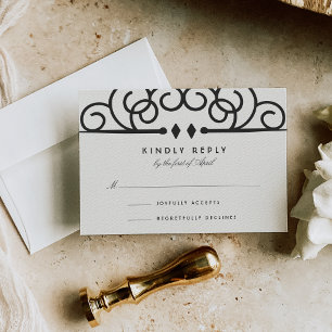 Deco Flourish Wedding RSVP Card