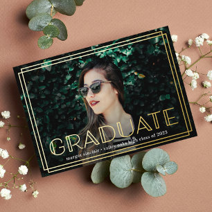Deco Foil Overlay   Photo Graduation Announcement