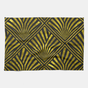 Deco Glam: Gold & Black Pattern Tea Towel