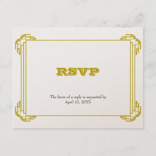 Deco gold frame wedding RSVP response enclosure