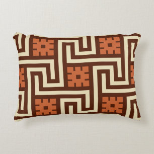 Deco Greek Key, Brown, Beige and Rust Decorative Cushion