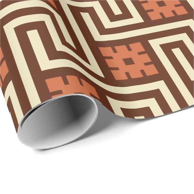 Deco Greek Key, Brown, Beige and Rust Wrapping Paper (Roll Corner)