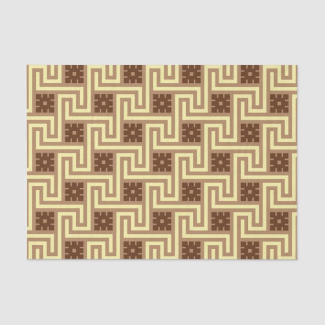 Deco Greek Key, Tan, Brown and Yellow Tissue Paper (Front)