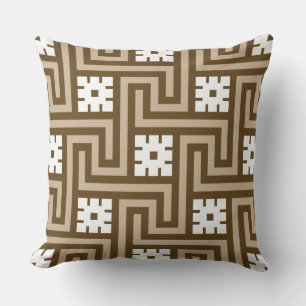 Deco Greek Key, Taupe Tan and Brown Cushion