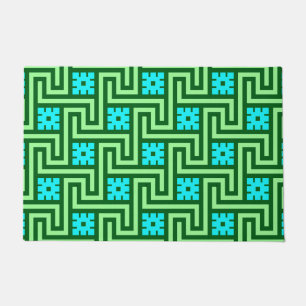 Deco Greek Key, Turquoise and Jade Green Doormat