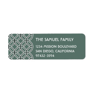 Deco green interlocking circle pattern address return address label