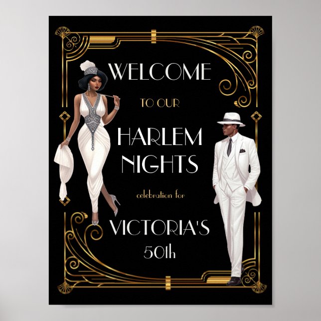 Deco Harlem Nights Flapper and Gentleman Welcome Poster (Front)