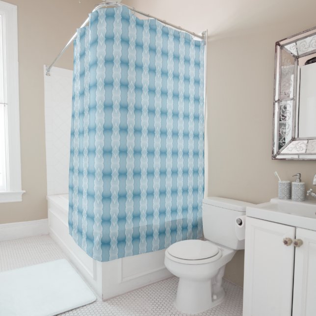 Deco Inspired Blues Shower Curtain (In Situ)