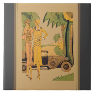 Deco Ladies And Car Ceramic Tile