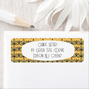 Deco Leaves  Return Address Label