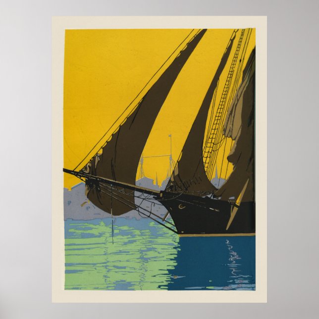 Deco letterpress ship poster (Front)