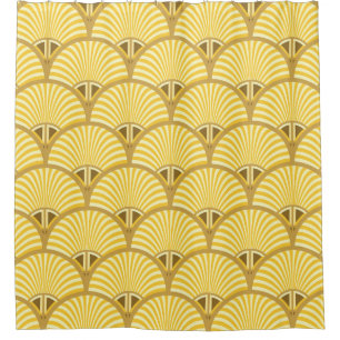 Deco Majesty: Gilded Peacock Feather Tapestry Shower Curtain