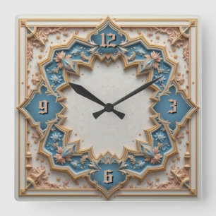 Deco mint square wall clock