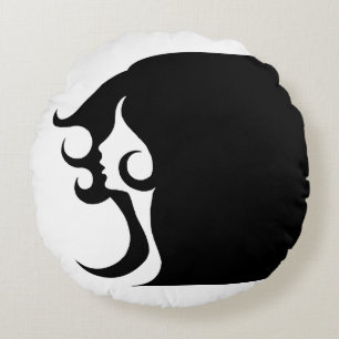 Deco Mod Woman Round Pillow