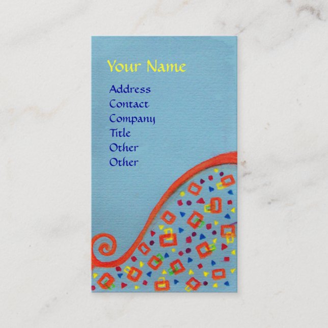 DECO MONOGRAM Orange blue Yellow Business Card (Front)