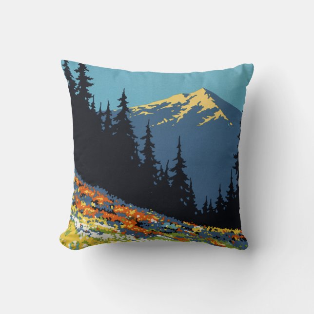 Deco nature, mountain, wildflower pillow (Front)