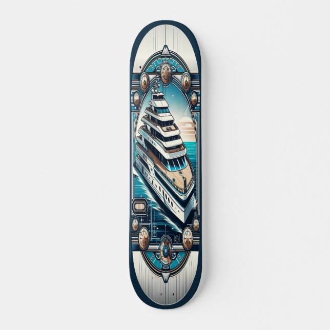  "Deco Nautical Elegance Deck" Skateboard (Front)