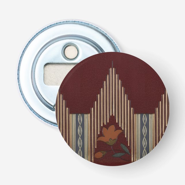 Deco Pattern With Flower And Spire Bottle Opener (Front)