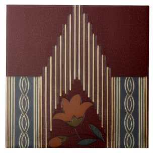 Deco Pattern With Flower And Spire Ceramic Tile