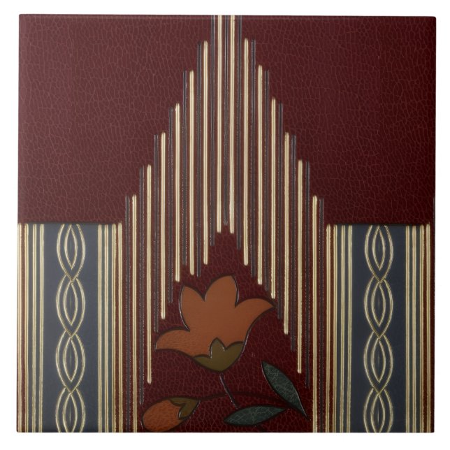 Deco Pattern With Flower And Spire Ceramic Tile (Front)