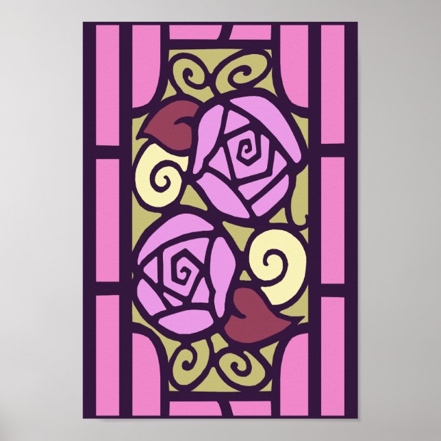 Deco Roses in Pink Poster (Front)